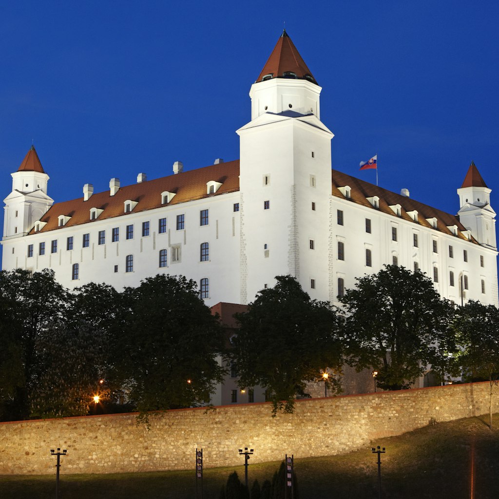 Bratislava Castle illuminated at night
