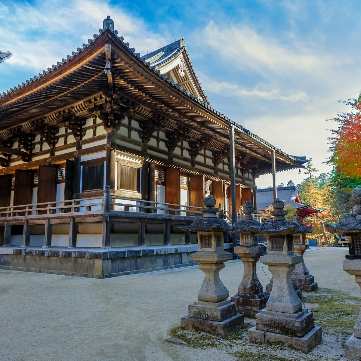 WAKAYAMA, JAPAN - OCTOBER 29: Danjo Garan Temple in Wakayama, Japan on October 29, 2014. Established in 816 by priest "Kukai" as meditating place and it's a part of Kongobuji temple in Mt. Koya; Shutterstock ID 303576560; Your name (First / Last): Laura Crawford; GL account no.: 65050; Netsuite department name: Online Editorial; Full Product or Project name including edition: Kii Peninsula page online images for BiT