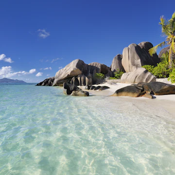 Famous tropical beach of Anse Source d'Argent