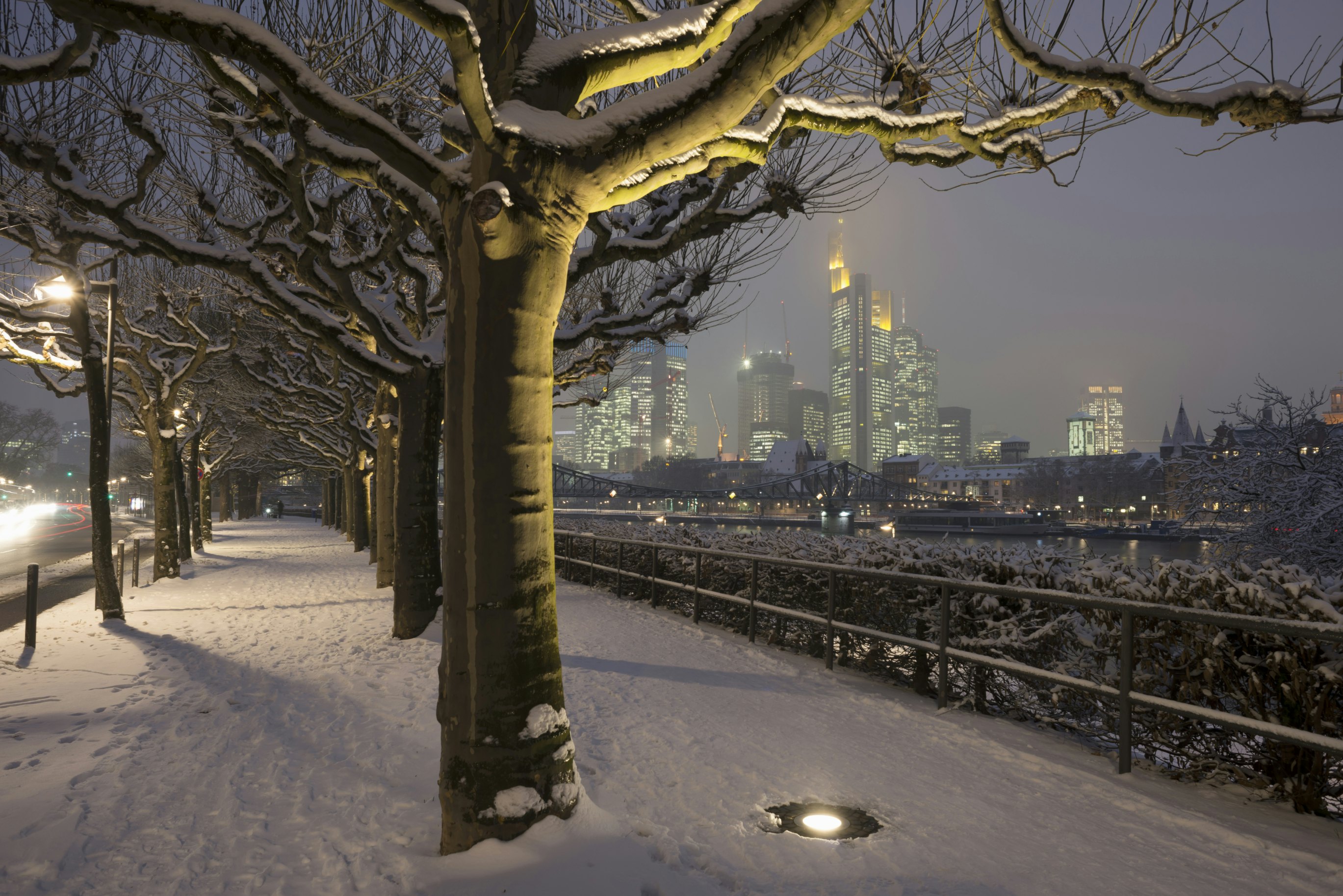 Frankfurt, Skyline, Winter, Germany.