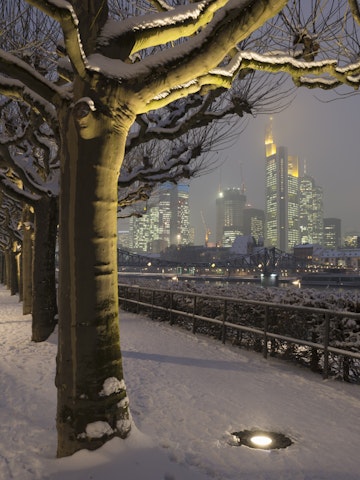Frankfurt, Skyline, Winter, Germany.