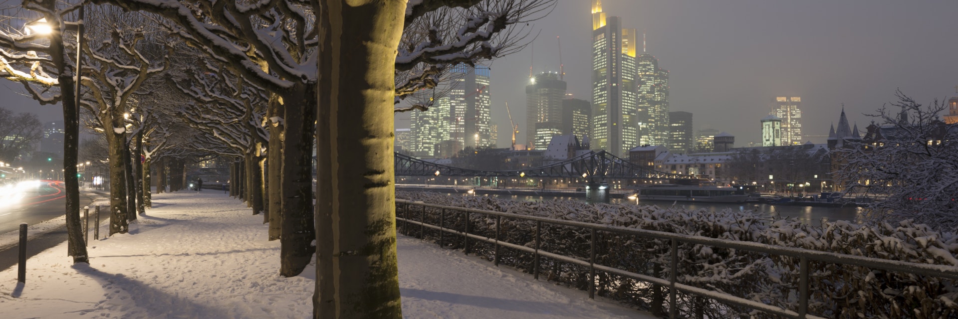 Frankfurt, Skyline, Winter, Germany.