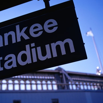 Yankee Stadium sign at World Trade Center Path Station.