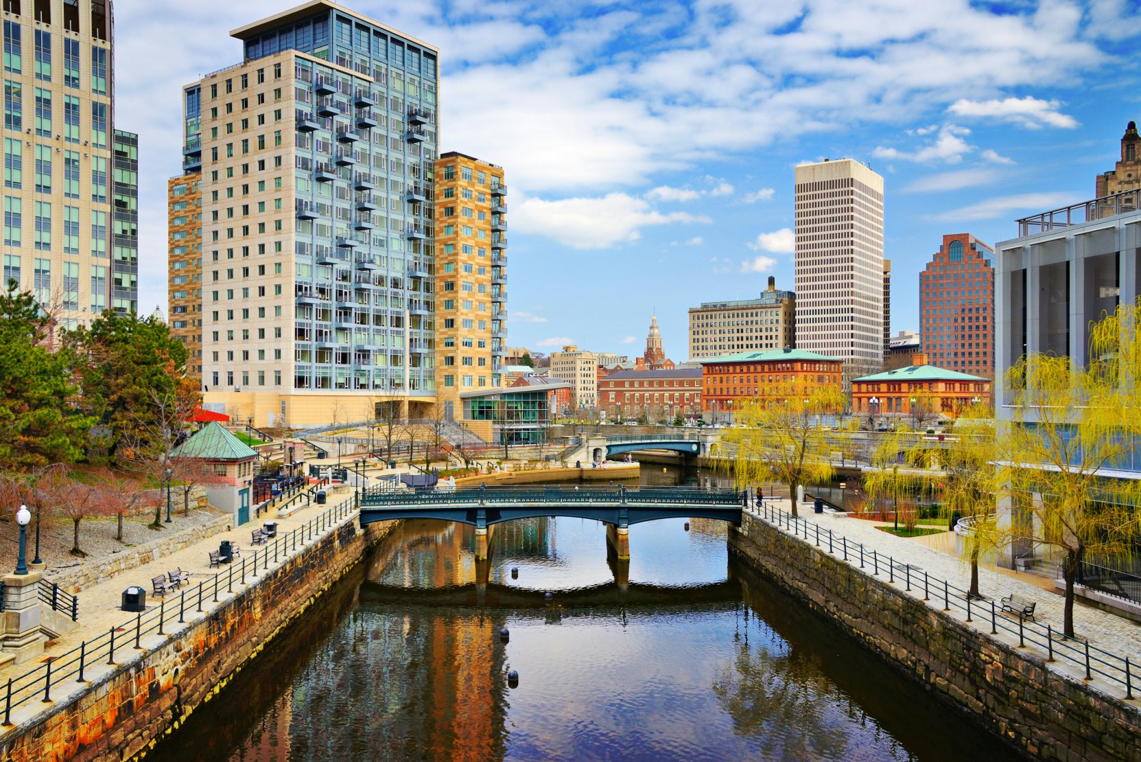 Providence, Rhode Island cityscape at Waterplace Park.; Shutterstock ID 150002120; Your name (First / Last): Lauren Keith; GL account no.: 65050; Netsuite department name: Content Asset; Full Product or Project name including edition: Guides Project Eastern USA