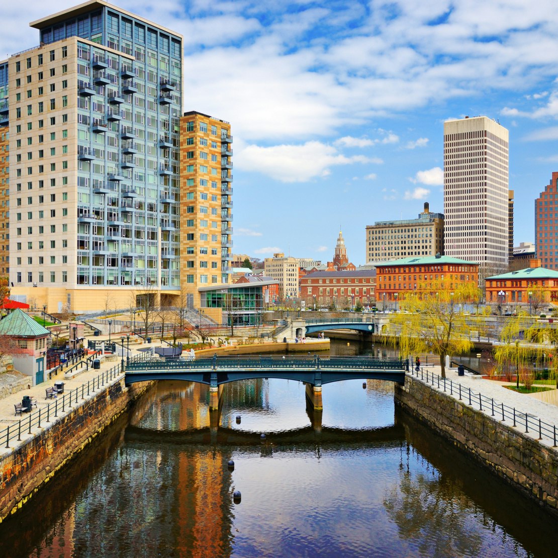 Providence, Rhode Island cityscape at Waterplace Park.; Shutterstock ID 150002120; Your name (First / Last): Lauren Keith; GL account no.: 65050; Netsuite department name: Content Asset; Full Product or Project name including edition: Guides Project Eastern USA