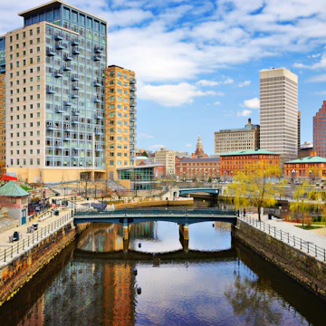 Providence, Rhode Island cityscape at Waterplace Park.; Shutterstock ID 150002120; Your name (First / Last): Lauren Keith; GL account no.: 65050; Netsuite department name: Content Asset; Full Product or Project name including edition: Guides Project Eastern USA