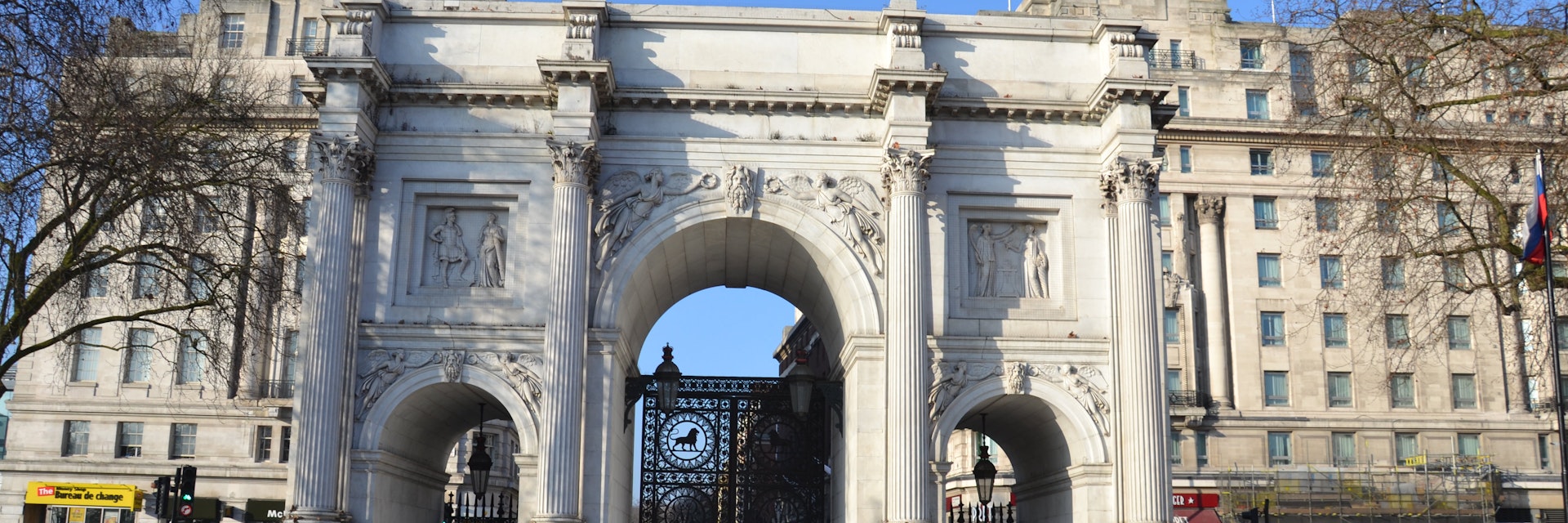 Built in 1828, Marble Arch is located in the northeast corner of Hyde Park, otherwise known as Speakers' Corner