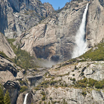 Upper and Lower Yosemite Falls, Yosemite Valley, Yosemite National Park, UNESCO World Heritage Site, Sierra Nevada, California, United States of America, North America