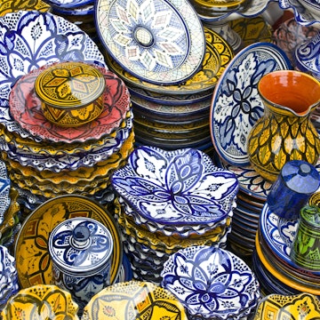 Colourful ceramics for sale, Safi, Morocco, North Africa, Africa