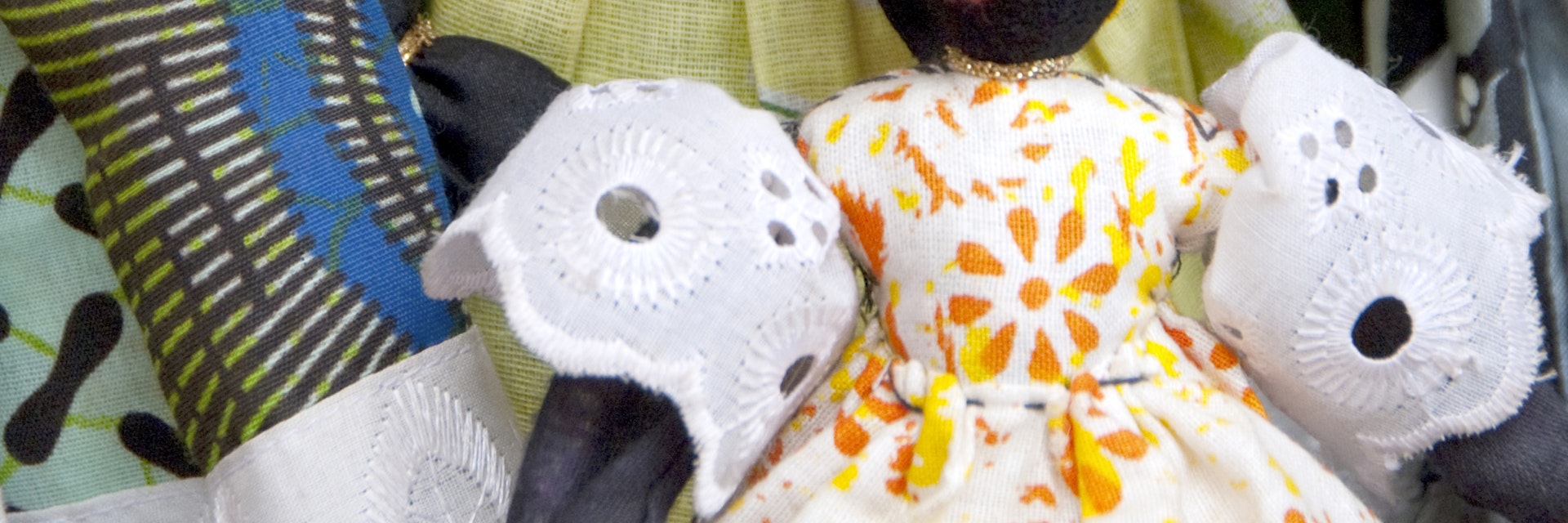 Traditional hand made fabric souvenir dolls, Albert Market, Banjul, Gambia