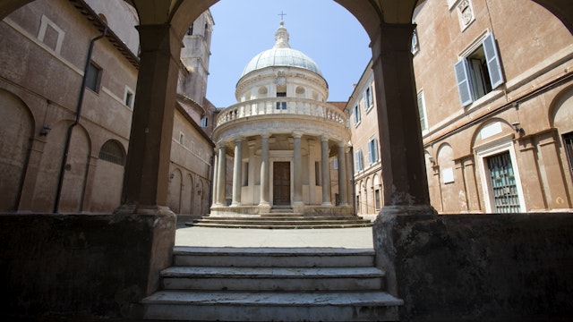 Tempietto (Small Temple) in the courtyard of San Pietro in Montorio, marking the traditional site of St. Peter's martyrdom, Janiculum Hill.