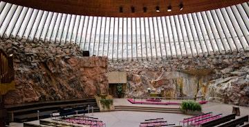 Interiors of a church, Temppeliaukion Kirkko, Helsinki, Finland