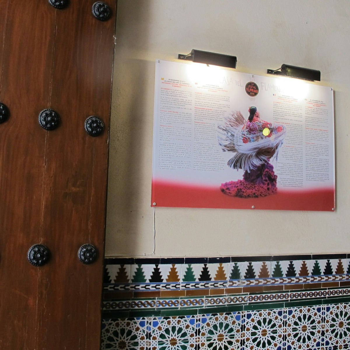 Casa del Flamenco door, tiles, poster.