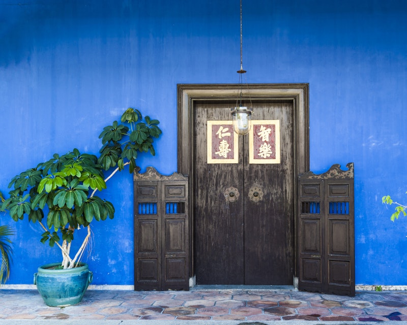 Door and blue wall, Penang, Malaysia