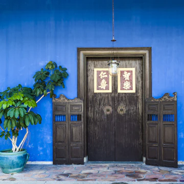 Door and blue wall, Penang, Malaysia
