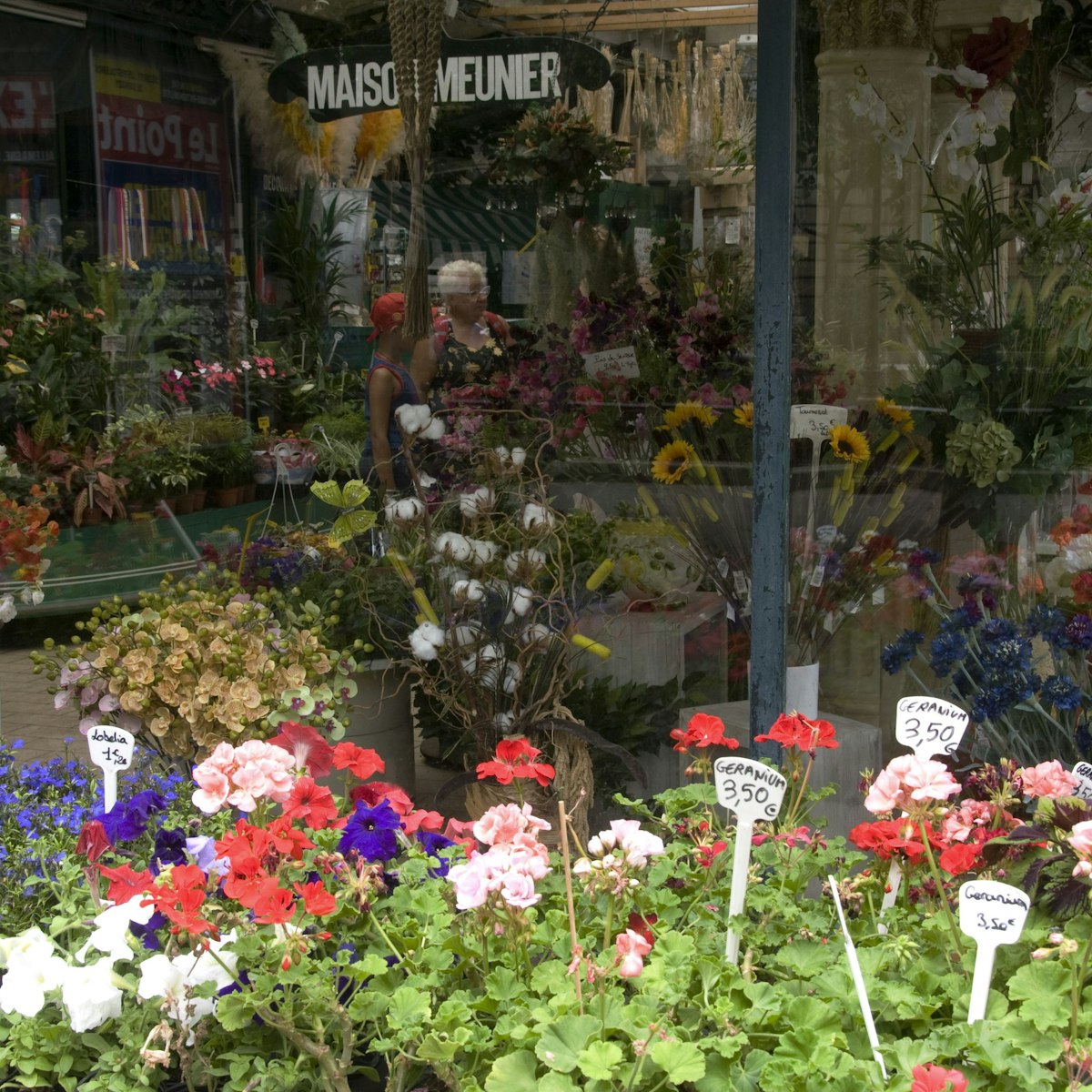 Flower stall at Marche aux Fleurs (Flower Market).
