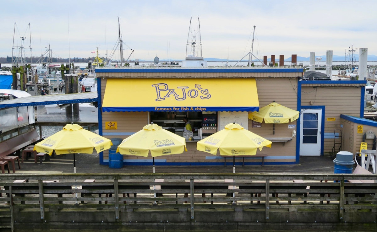 Exterior of Pajo's floating fish and chip eatery