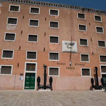 Two giant anchors adorn the museum facade