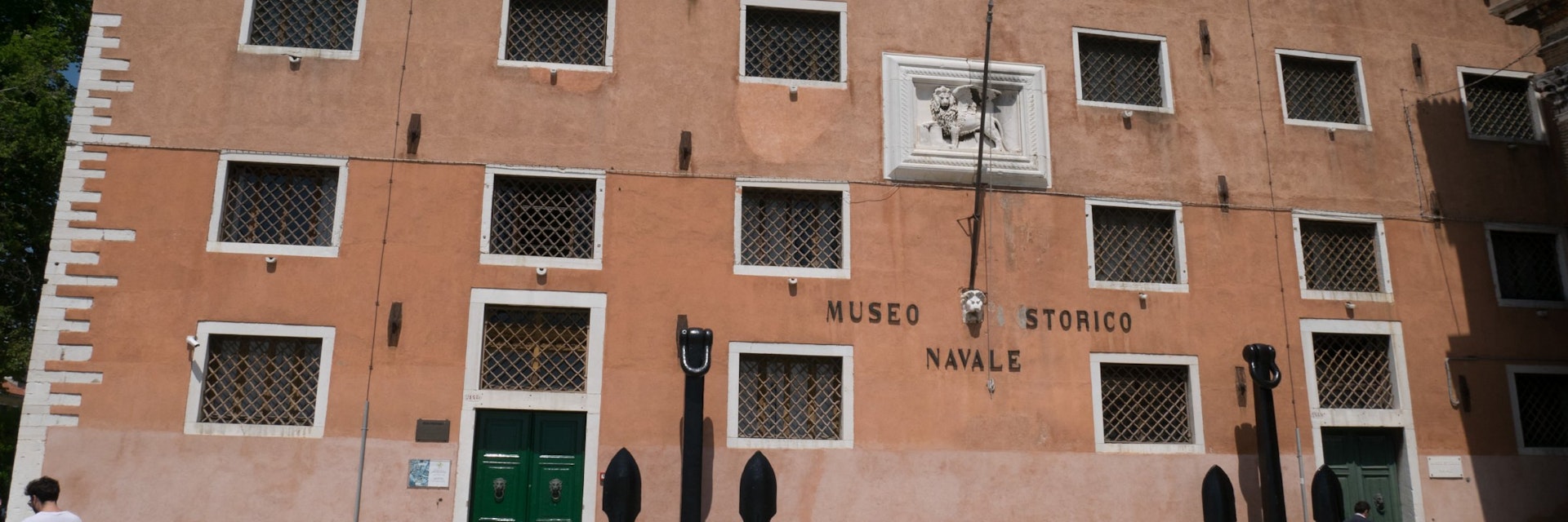 Two giant anchors adorn the museum facade