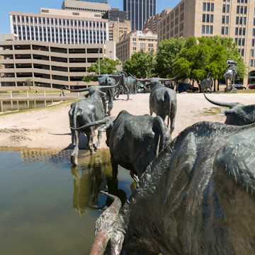 Bronze sculptures, Cattle Drive, Pioneer Plaza, Dallas, Texas