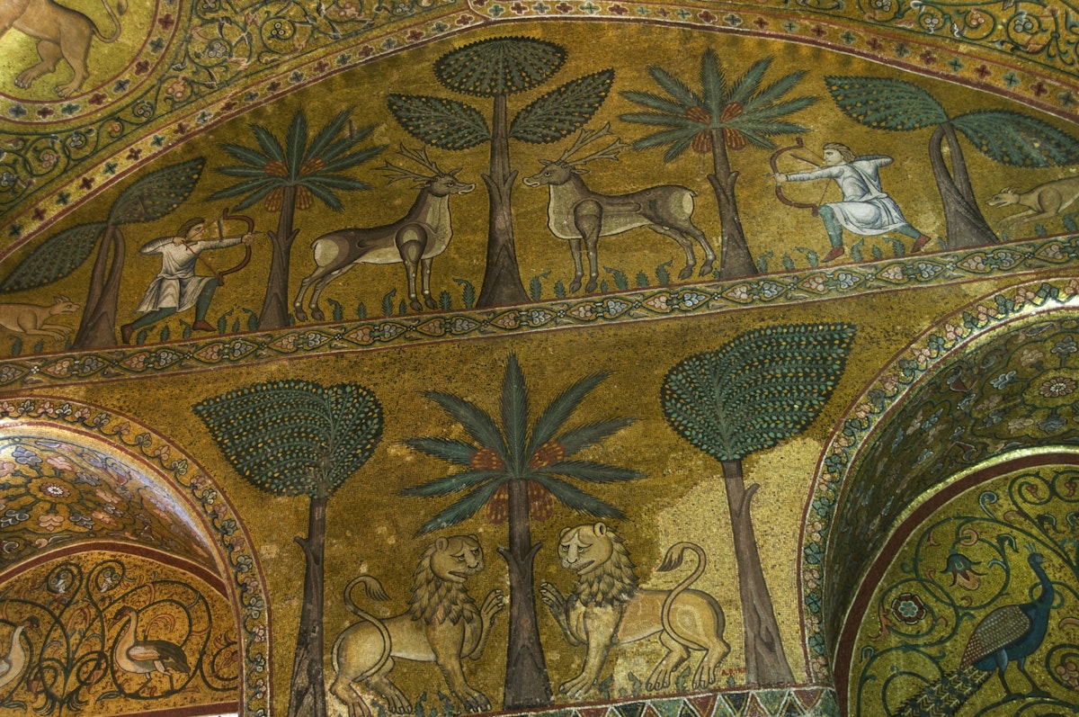 Mosaics in the Sala di Ruggero (Hall of King Roger) in the Palazzo dei Normanni (Palazzo Reale).