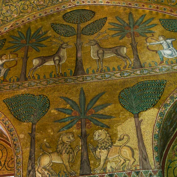 Mosaics in the Sala di Ruggero (Hall of King Roger) in the Palazzo dei Normanni (Palazzo Reale).