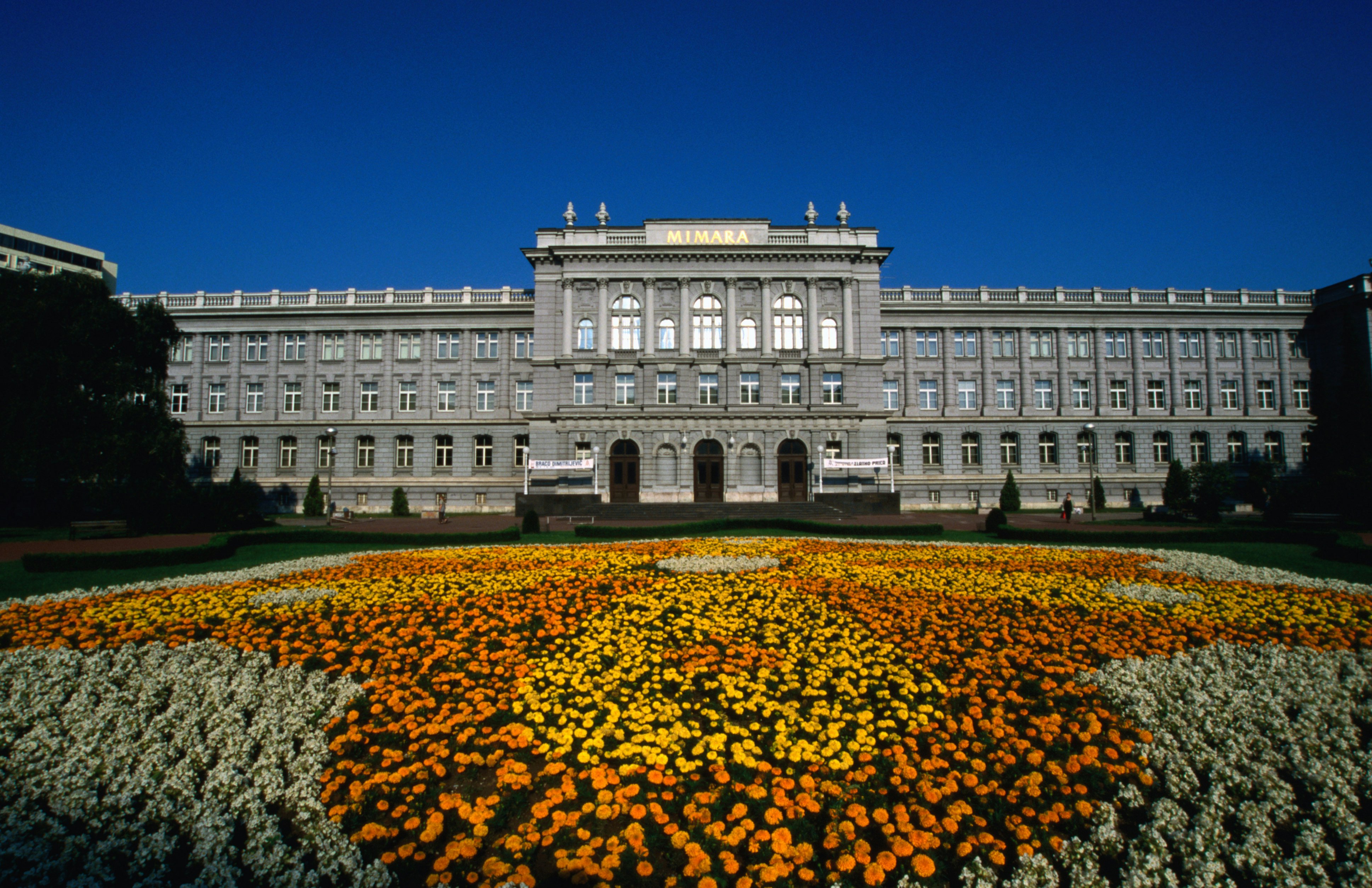 Flower-bed in front of the Museum Mimara (1883)., Zagreb, City of Zagreb, Croatia, Europe