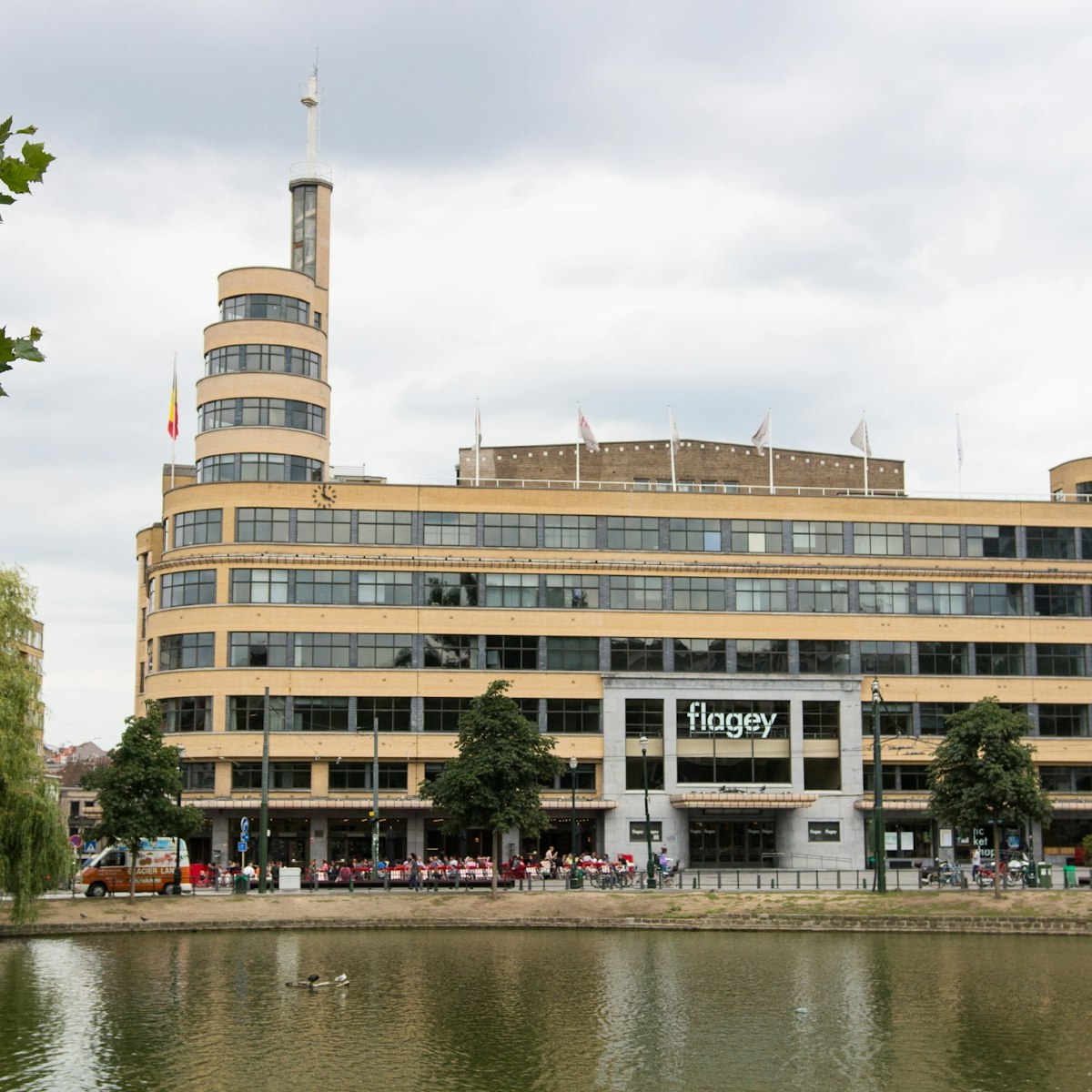 Flagey building from across the pond