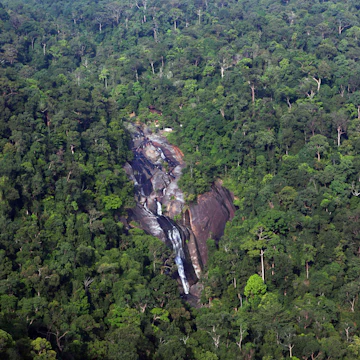 Aerial view of Seven Wells waterfall.