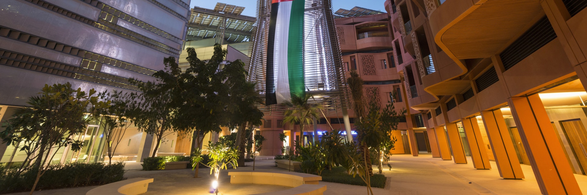 Windtower at Masdar Institute of Science and Technology in Abu Dhabi, United Arab Emirates.