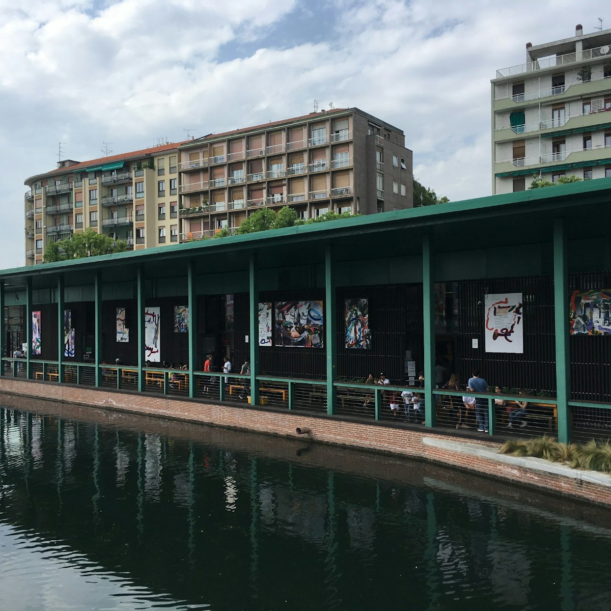 View of the Mercato Comunale from across the Darsena.