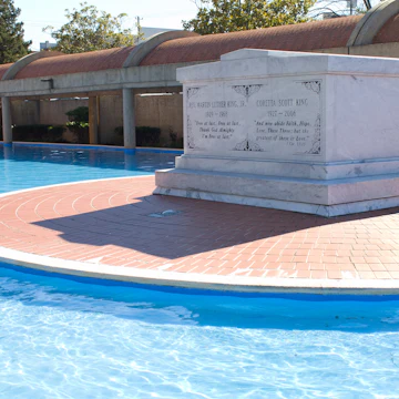 Atlanta, Georgia, USA - January 15, 2014: Gravesites of Reverend Martin Luther King, Jr. and Coretta Scott King at the Martin Luther King, Jr. National Historic Site in Atlanta, Georgia.