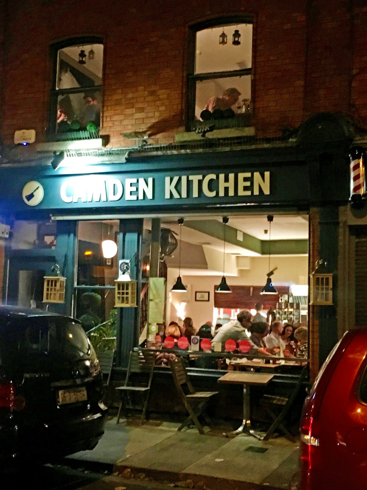 An exterior shot of Camden Kitchen at night