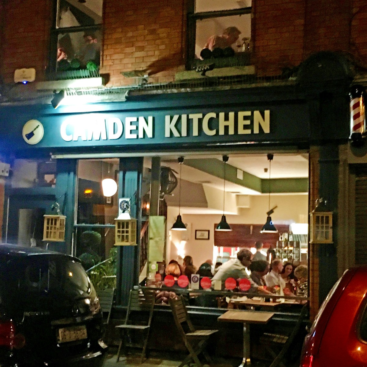 An exterior shot of Camden Kitchen at night