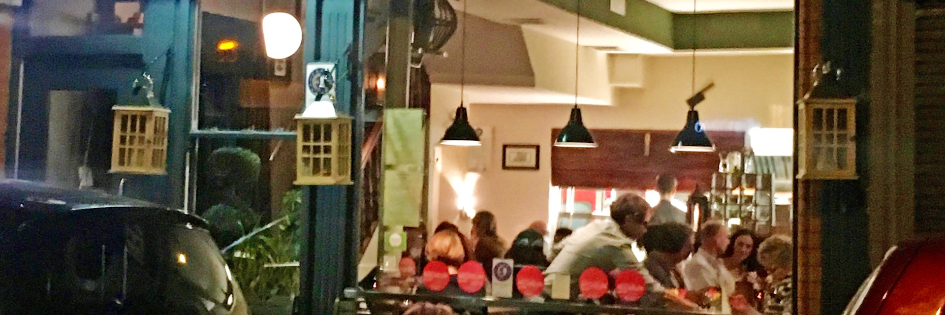 An exterior shot of Camden Kitchen at night