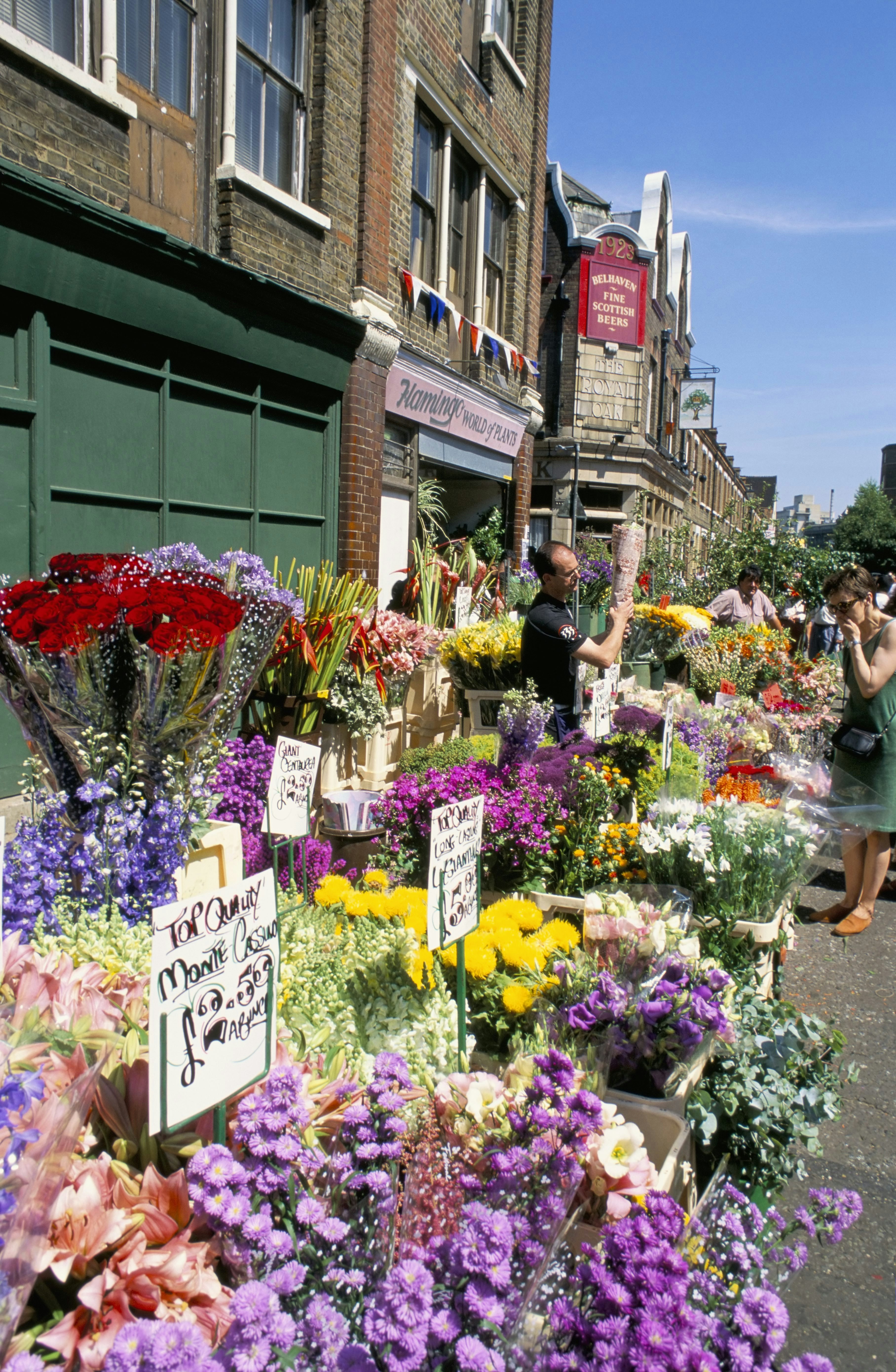 Sunday flower market, Columbia Road, London, England, United Kingdom, Europe