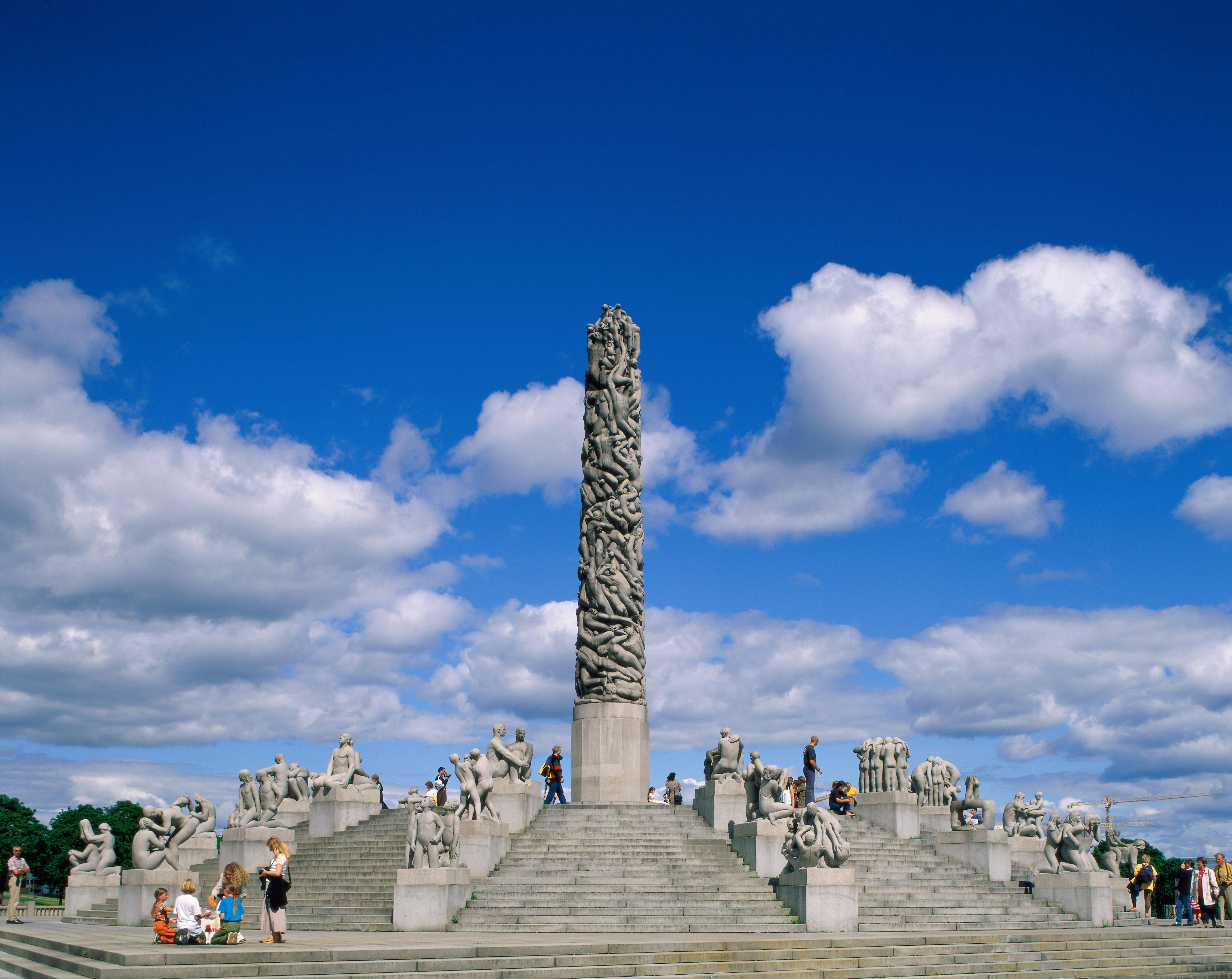 Norway, Oslo, Vigeland Sculpture Park / Monoliten Statue (by Gustav Vigeland)