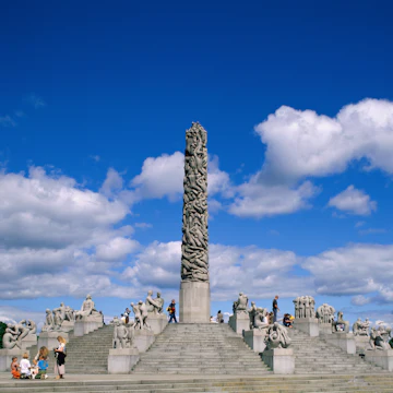 Norway, Oslo, Vigeland Sculpture Park / Monoliten Statue (by Gustav Vigeland)