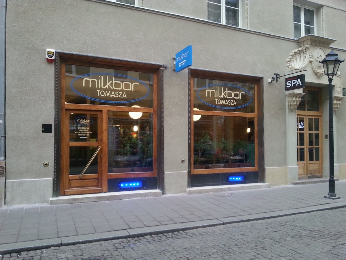 Milkbar Tomasza, the popular milkbar has a wide window front great for people watching.