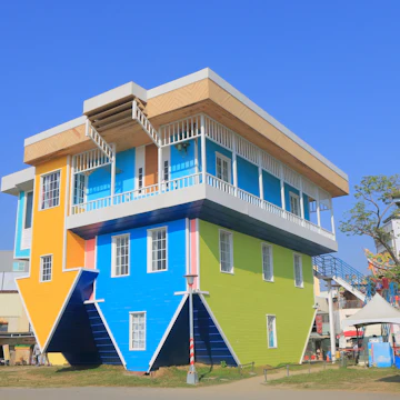 KAOHSIUNG TAIWAN - DECEMBER 13, 2016: Upside down house Pier 2 Art Center Pier 2 Art Center was originally an abandoned warehouse site converted to the art centre.; Shutterstock ID 590977709; Your name (First / Last): Megan Eaves; GL account no.: 65050; Netsuite department name: Online Editorial; Full Product or Project name including edition: Best in Travel - Kaohsiung destination page POI images