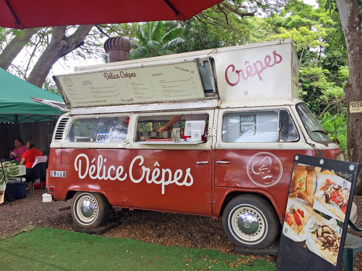 Exterior of Delice Crepes restaurant in Hale'iwa, O'ahu, Hawaii