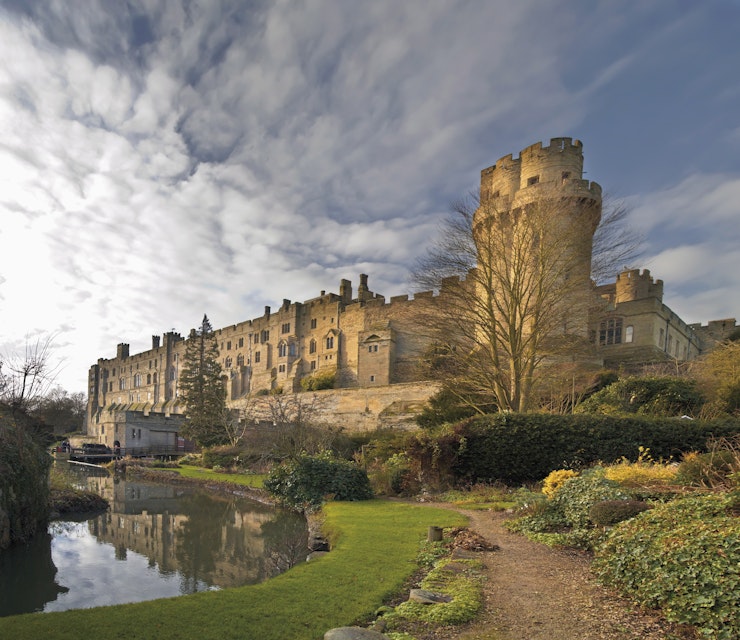 A view of Warwick Castle and the River Avon, Warwick, Warwickshire, England, United Kingdom, Europe