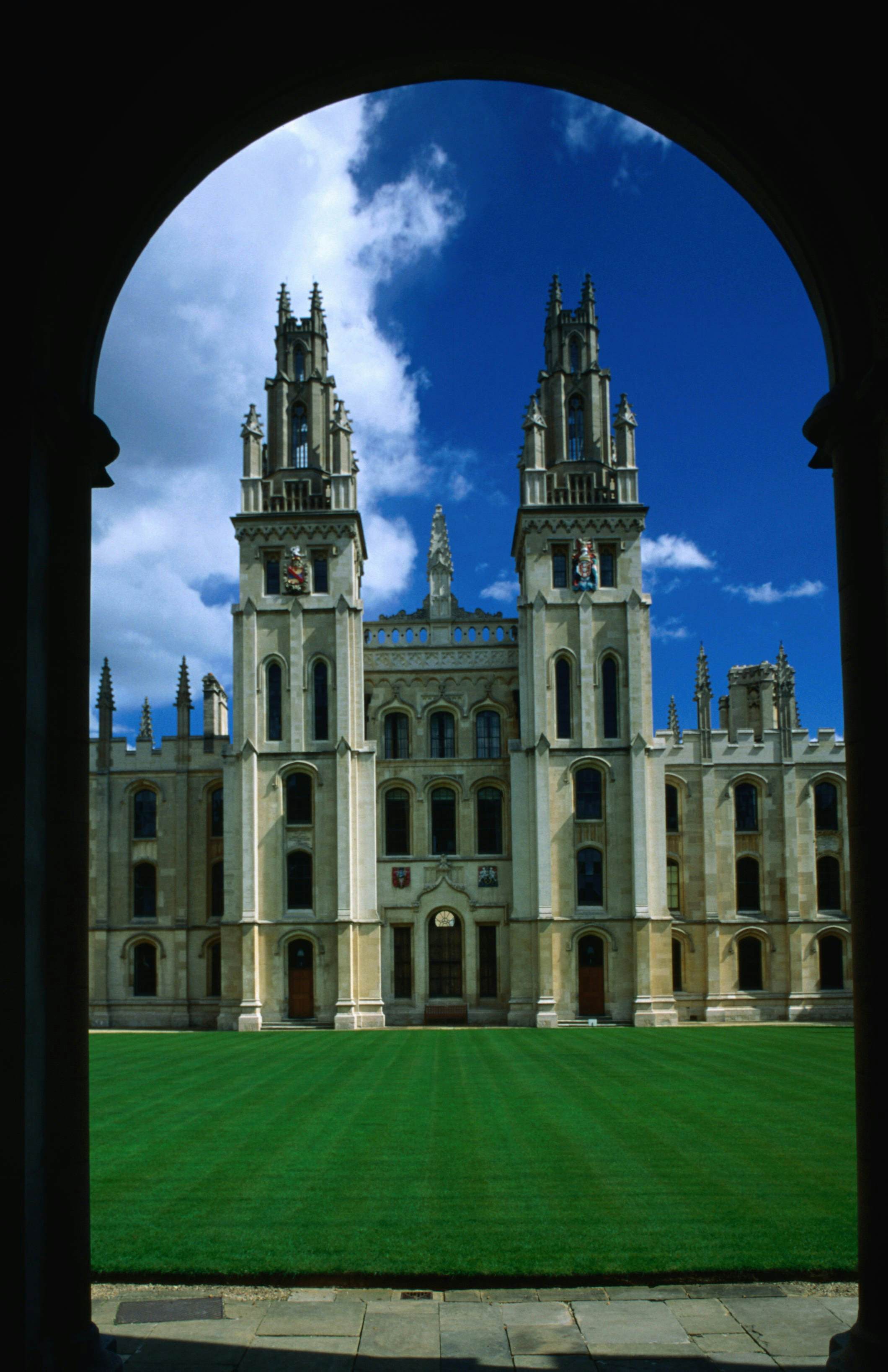 Looking over to All Souls College, founded in 1438, the souls in question are those of soldiers who died in the Hundred Years' War, Oxford