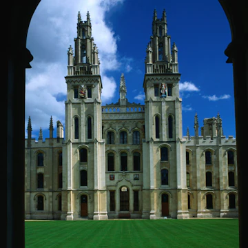 Looking over to All Souls College, founded in 1438, the souls in question are those of soldiers who died in the Hundred Years' War, Oxford