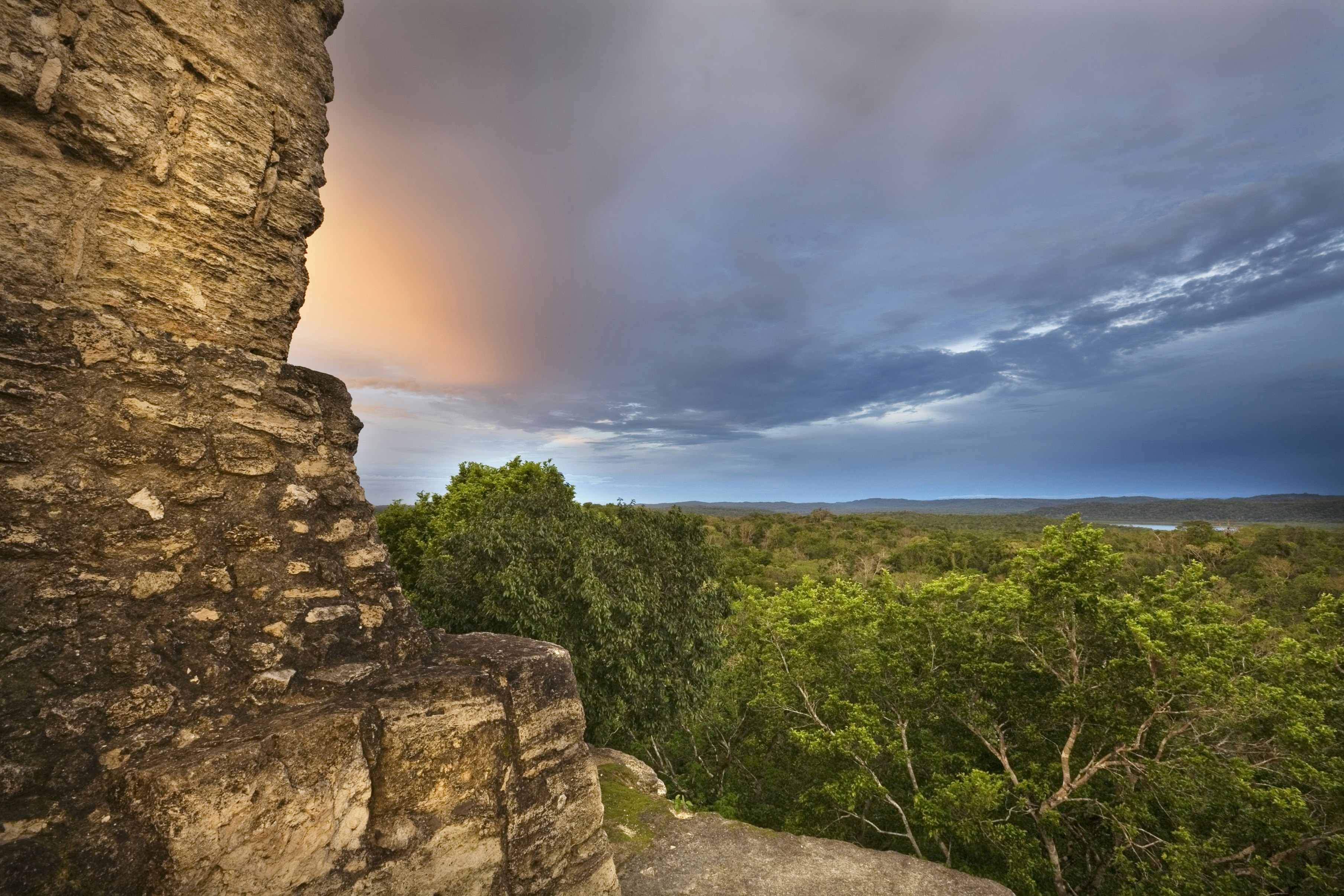 Sunset from top of Temple 216 at Yaxha site.