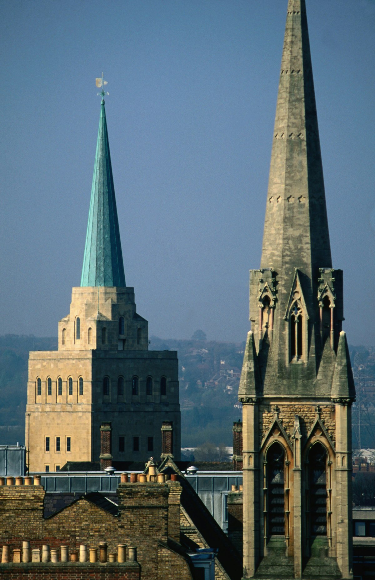 The spire of Church of St Mary the Virgin, a 14th century tower that offers great views of Oxford and Nuffield