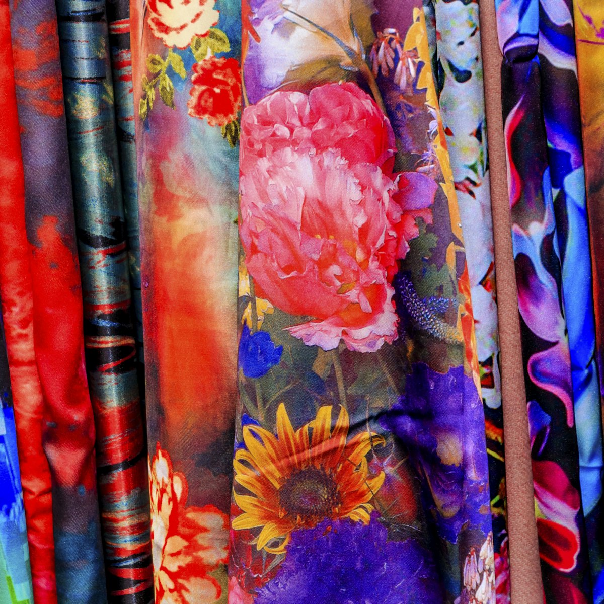 Chinese Colorful Flower Silk Scarves Yuyuan Shanghai China