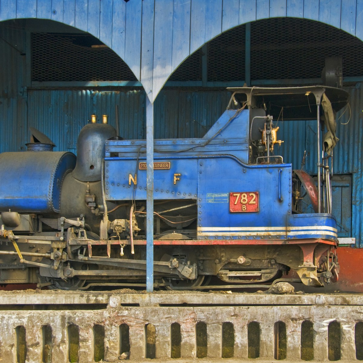 No. 272 Mountaineer narrow gauge steam locomotive in engine shed at Darjeeling Railway Station.