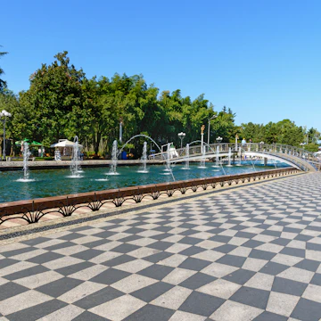 Batumi, Georgia - October 03, 2016: Fountains on Batumi boulevard. Seaside Park; Shutterstock ID 627260348; Your name (First / Last): Gemma Graham; GL account no.: 65050; Netsuite department name: Online Editorial; Full Product or Project name including edition: Georgia destination page masthead and POI images