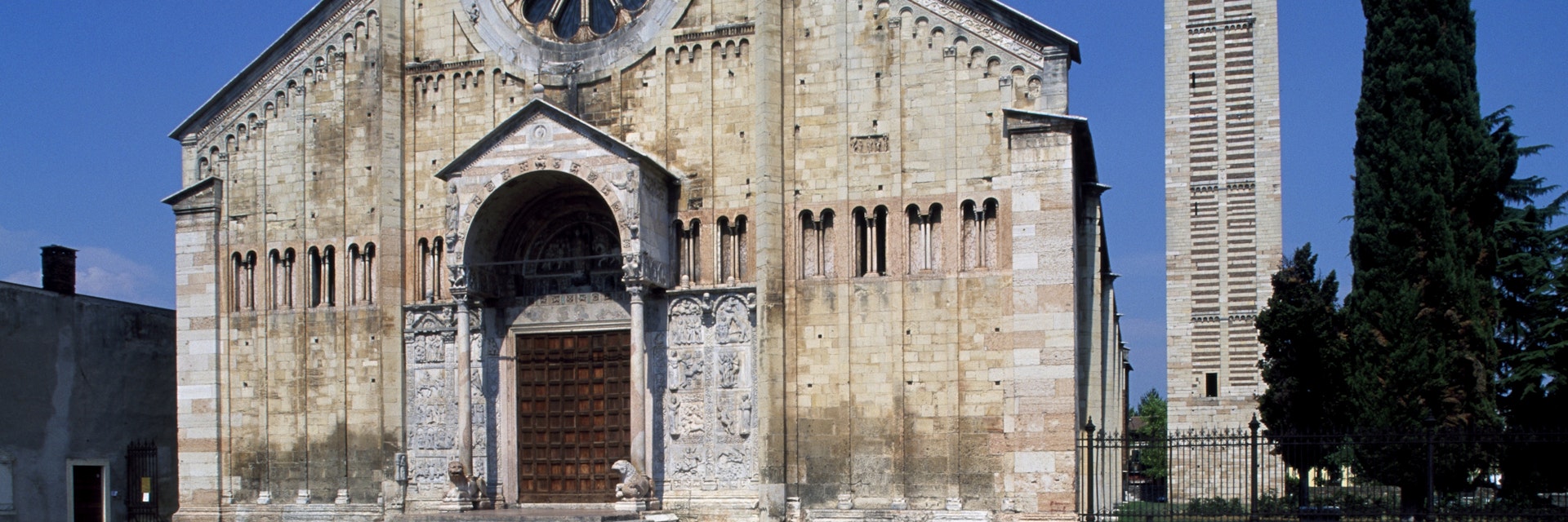 Romanesque Basilica of St. Zeno (or San Zeno Maggiore and San Zenone) and bell tower (11th century), Verona (UNESCO World Heritage List, 2000), Veneto, Italy
